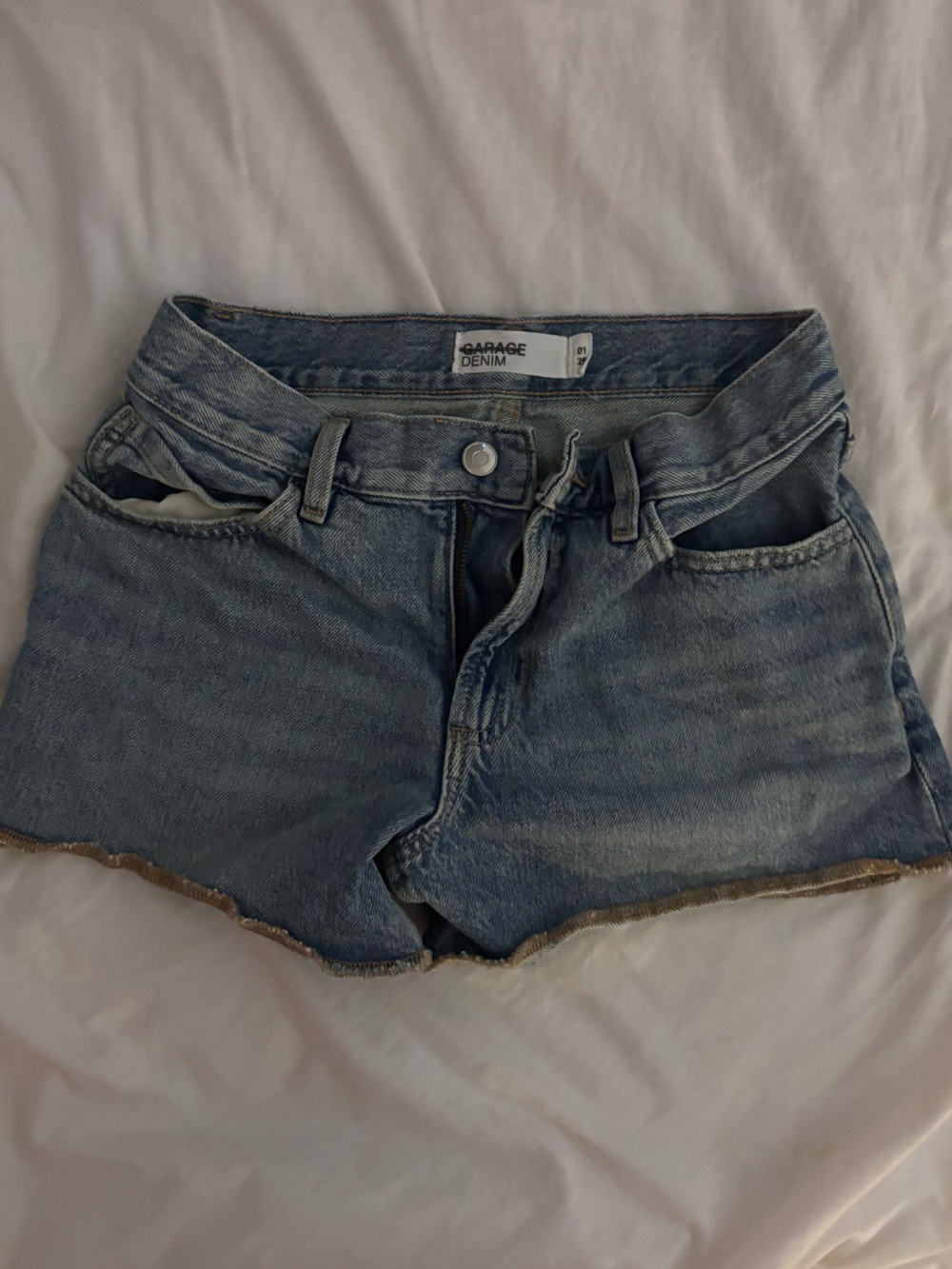 Garage Light Blue Girls' Denim Shorts with Frayed Hem